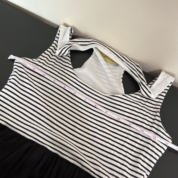 Finn & Clover Long Tulle Scoop Neck Dress | Stripes White Black - Picture 9 of 12